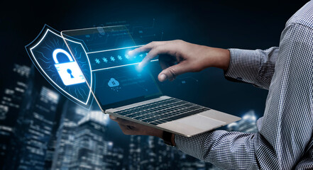 A concept of advanced network security. This system combines password protection with biometric fingerprint authentication and cloud data verification for secure access. Fermion