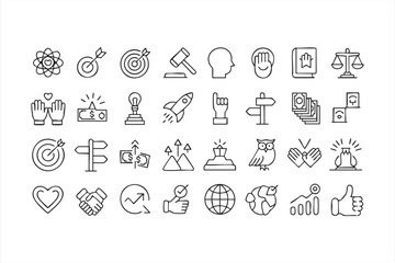 Motivation and Achievement Icons for Goal Tracking Systems, Productivity Platforms and Success Tools