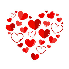 hearts in the shape of a heart romantic love red vector icon logo