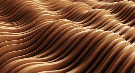 Closeup of parallel wavy wooden strips showcasing rhythmic undulations natural grain and lightshadow interplay
