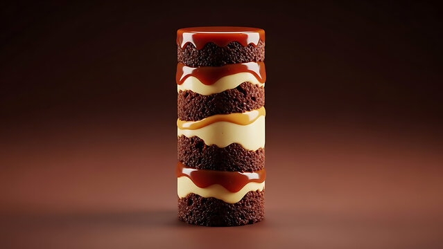 Geological Core Sample Style Extraction from a Sticky Toffee Pudding Showing Perfect Layers