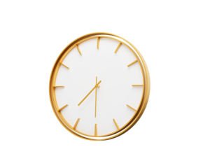 Minimalistic Golden Frame Wall Clock 07 30 Seven Thirty 7 30 For Modern Interiors 3D Illustration