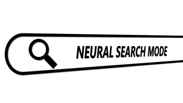 Neural search model animation highlighting intelligent AI-driven lookup capabilities, advanced pattern-recognition workflows and seamless corporate HUD discovery interface