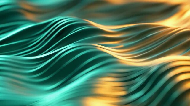 Abstract flowing wave lines creating vibrant teal orange texture