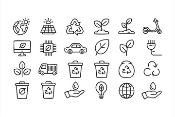 Green energy vector set for renewable power recycling mobility solutions and eco initiatives