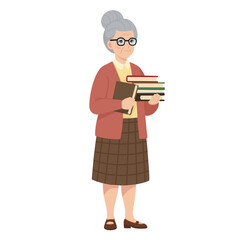 Old Woman Holding Books