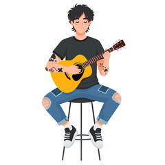 Tattoed Man Playing The Guitar