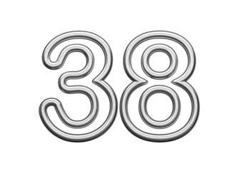 Number Thirty eight 38 Made Of Silver Metallic White Background 3D Illustration