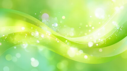 Obraz premium Abstract Green Wavy Background with Bokeh Effect and Light Flare for Natural and Environmental Concepts