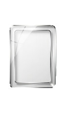 Sleek glossy white rectangular button or keycap design with polished chrome border perfect for interface elements or digital mockups on transparent background