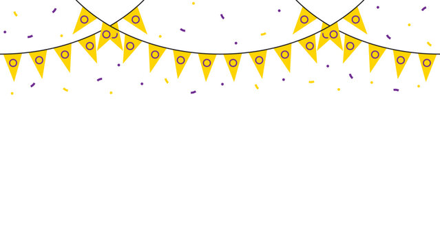 Seamless yellow with purple circle as intersex flag party bunting. LGBTQI concept. Flat design illustration.

