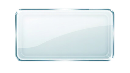 Sleek glossy rectangular button or banner template with soft rounded corners and bright reflective surface for web design elements on transparent background