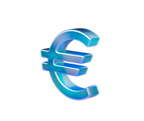 Obraz premium Luminous 3D Euro symbol, sleek blue iridescent finish, finance concept. 3d illustration