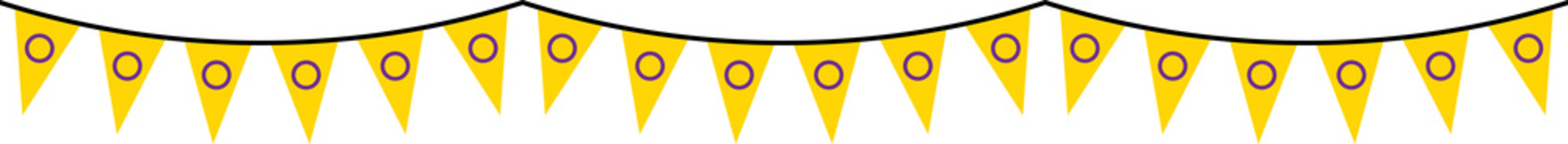 Seamless yellow with purple circle as intersex flag party bunting. LGBTQI concept. Flat design illustration.