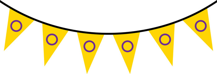 Seamless yellow with purple circle as intersex flag party bunting. LGBTQI concept. Flat design illustration.