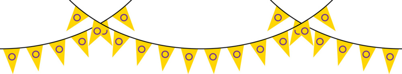 Seamless yellow with purple circle as intersex flag party bunting. LGBTQI concept. Flat design illustration.