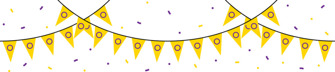 Seamless yellow with purple circle as intersex flag party bunting. LGBTQI concept. Flat design illustration.