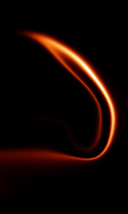 Dynamic Fiery Light Streak on Black Background Abstract Art.