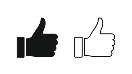 Two thumbs up icons one filled and one outlined simple graphic design