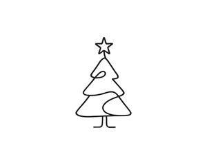Simple Fluid Line Layered Christmas Tree Star Logo