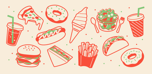 Fast Food Illustration Set