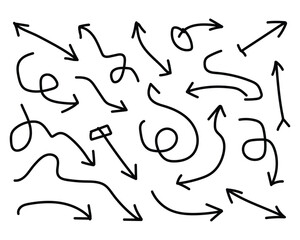 Doodle Arrows Collection – Curved, Swirl, and Direction Lines
