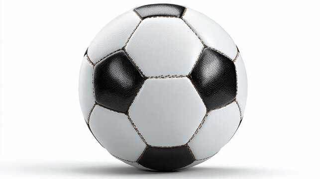 Classic black and white soccer ball on a plain background - Powered by Adobe
