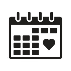 Calendar with heart icon design concept representing wedding date anniversary reminder romantic event special