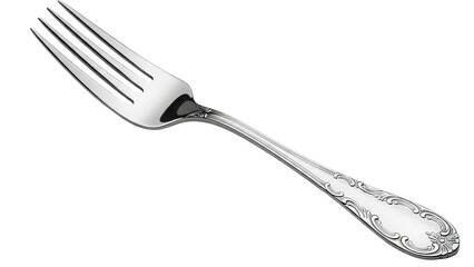 Elegant silver fork with ornate handle, a symbol of fine dining and culinary tradition
