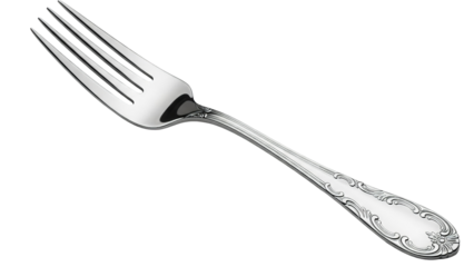 Elegant silver fork with ornate handle, a symbol of fine dining and culinary tradition