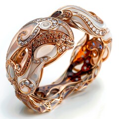 Luxurious intricate gemstone bracelet on a transparent background