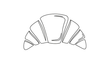 A simple, continuous line art drawing of a croissant on a white background.