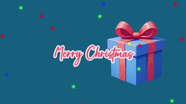 Holiday Greeting Card with Shimmering Jewels on blue Background