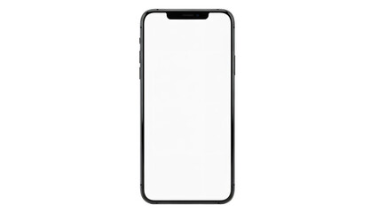 Modern smartphone with blank white screen isolated on a clean white background