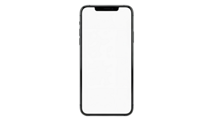 Modern smartphone with blank white screen isolated on a clean white background