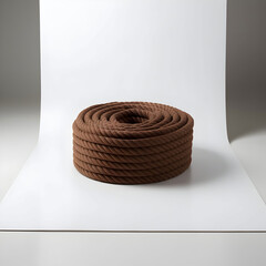 Brown roll rope on isolated white background