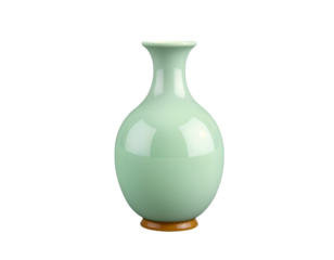 Elegant Light Green Ceramic Vase with Wooden Base