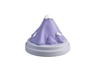 Cute 3D Cartoon Mount Fuji with Snow Cap