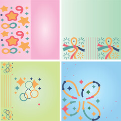 Soft Gradient Floral Shape Set &ndash; Modern Abstract Blossoms and Decorative Motifs in Pastel Colors Perfect For Instagram Set.