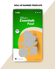 Winter Food Roll-Up Banner Design Template