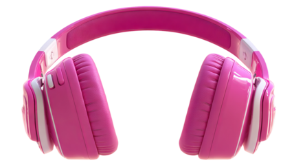 Pink wireless headphones for stylish audio experience isolated on transparent background high resolution PNG cutout modern audio accessory for music lovers and digital design projects