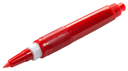 High resolution red marker pen for writing isolated on transparent background realistic PNG style clean stationery cutout for design mockups branding layouts and creative projects