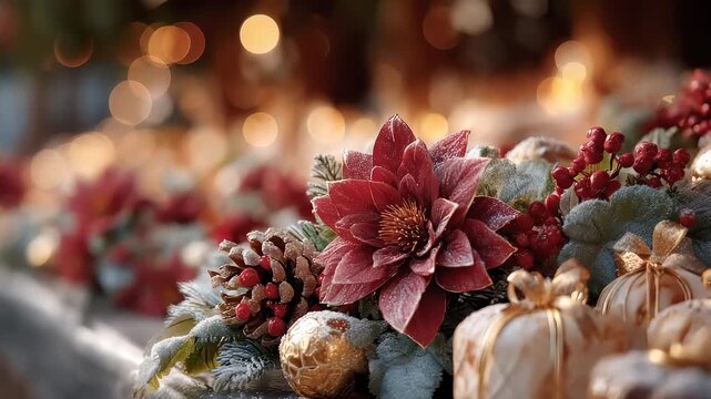 Christmas Warm Festive Decorations Gifts and Twinkling Lights