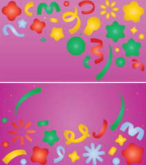 Soft Pastel Confetti Banner Set &ndash; Cute Stars, Shapes, and Decorative Lines for Modern Backgrounds