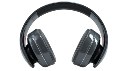 Wireless headphones front view high resolution PNG style isolated on transparent background modern audio headset perfect for cutout music design and digital branding visuals
