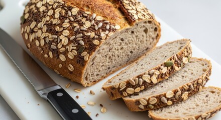 Freshly Baked Multigrain Bread with Seeds and Oats