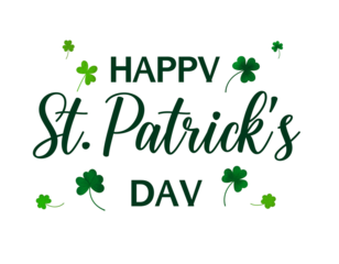 Happy St Patrick's Day celebration vector illustration with a green nature leaf design icon and spring symbol