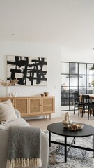 Modern Minimalist Open-Plan Living and Dining