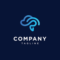 Cloud Think and Brain Logo Icon Vector