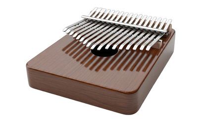 Wooden Kalimba Thumb Piano With Metal Tines Isolated On Transparent Background Professional Music Instrument Studio Shot With Natural Lighting